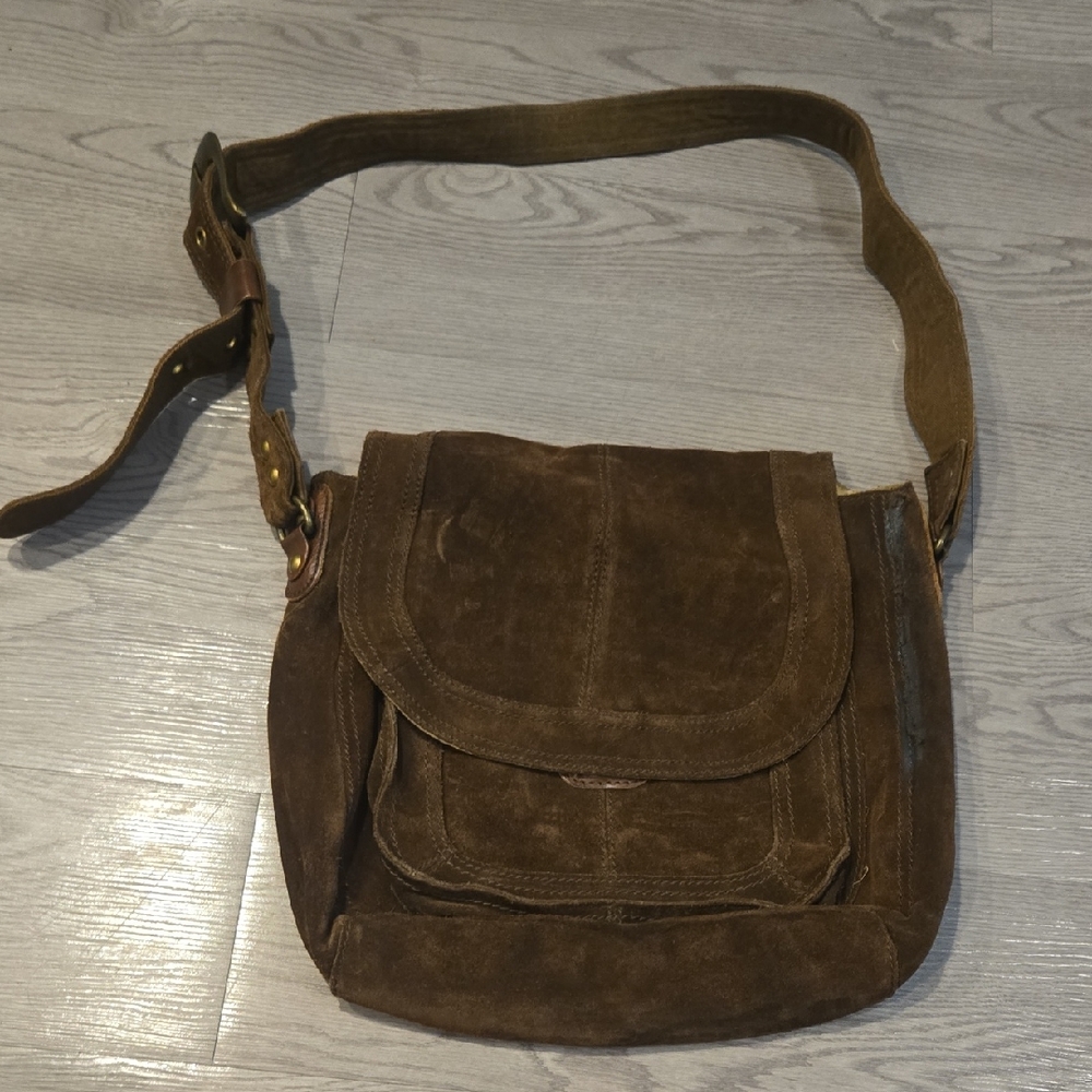 Lucky Brand Brown Suede Messenger Bag